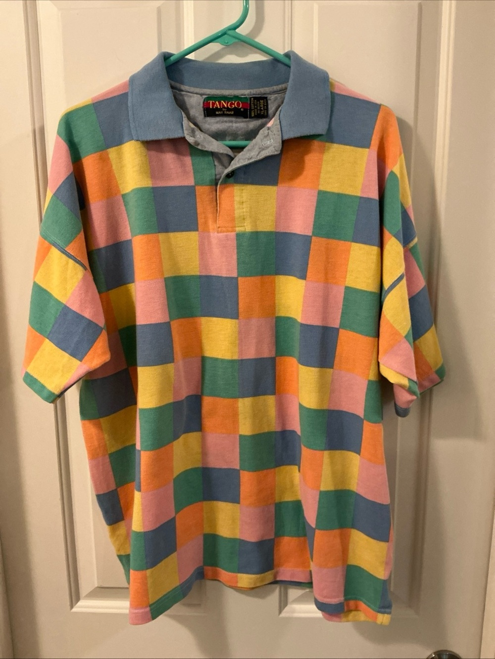 VTG Tango by Max Raab Golf Polo Pastel Color Checkered 2XL USA Made EUC